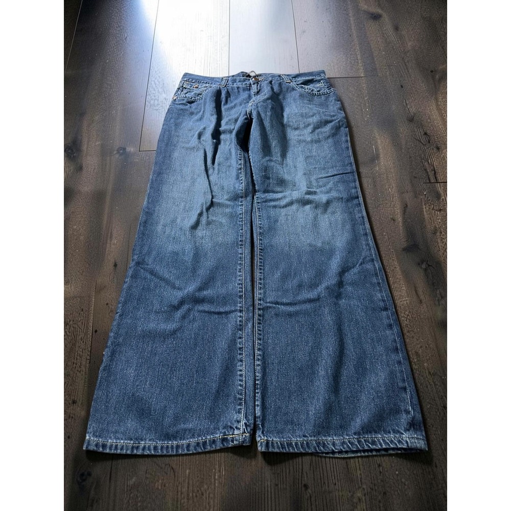 Marc Ecko Prime Cut Jeans Mens 36 Blue Baggy Bootcut Wide Leg Y2K Skater Denim